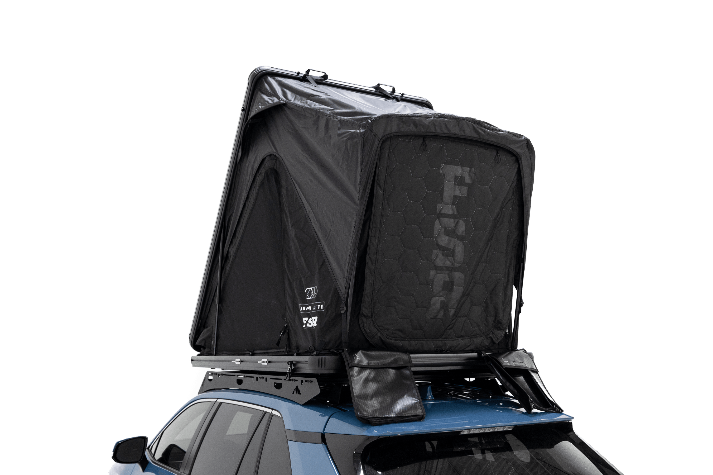 Up close photo of the rear side of Aspen Lite Standard - Rooftop Tent by Freespirit Recreation.