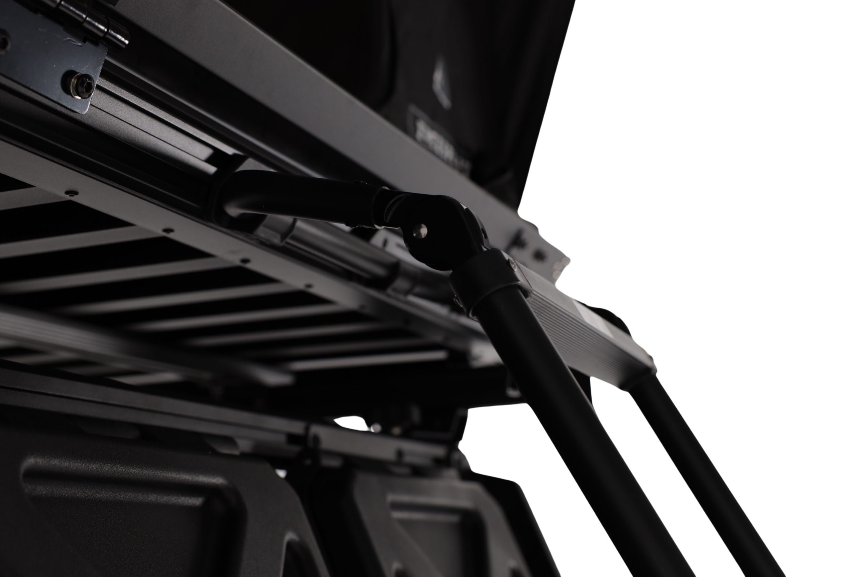 Up close photo of the Evolution V2 standard ladder mounts and ladder.