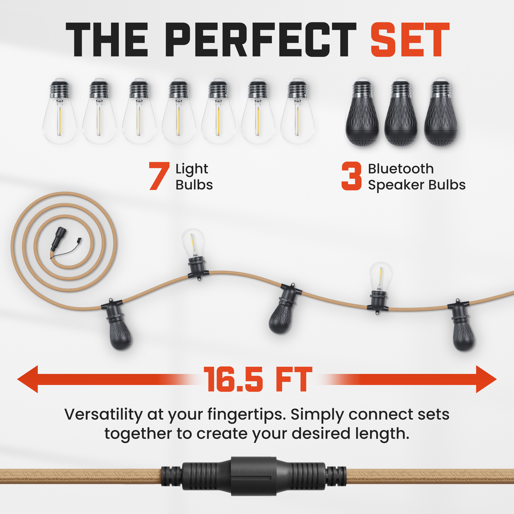 String light 7 bulbs/3 speakers AC adaptor