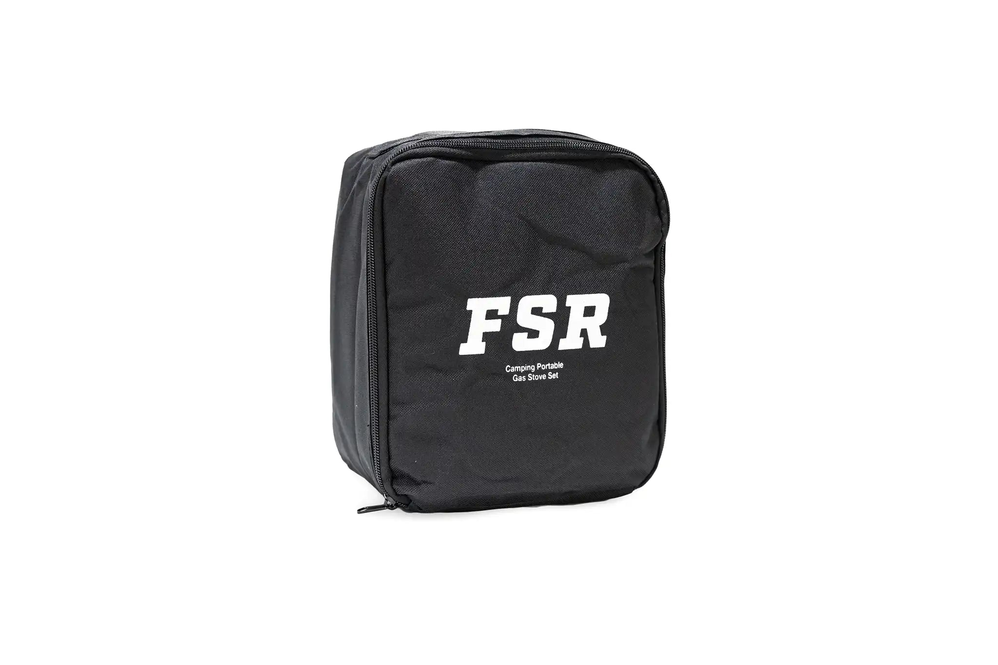 FSR 2 Burner Portable Propane Camp Stove from Free Spirit Recreation in its zippered storage case with 'FSR' logo visible