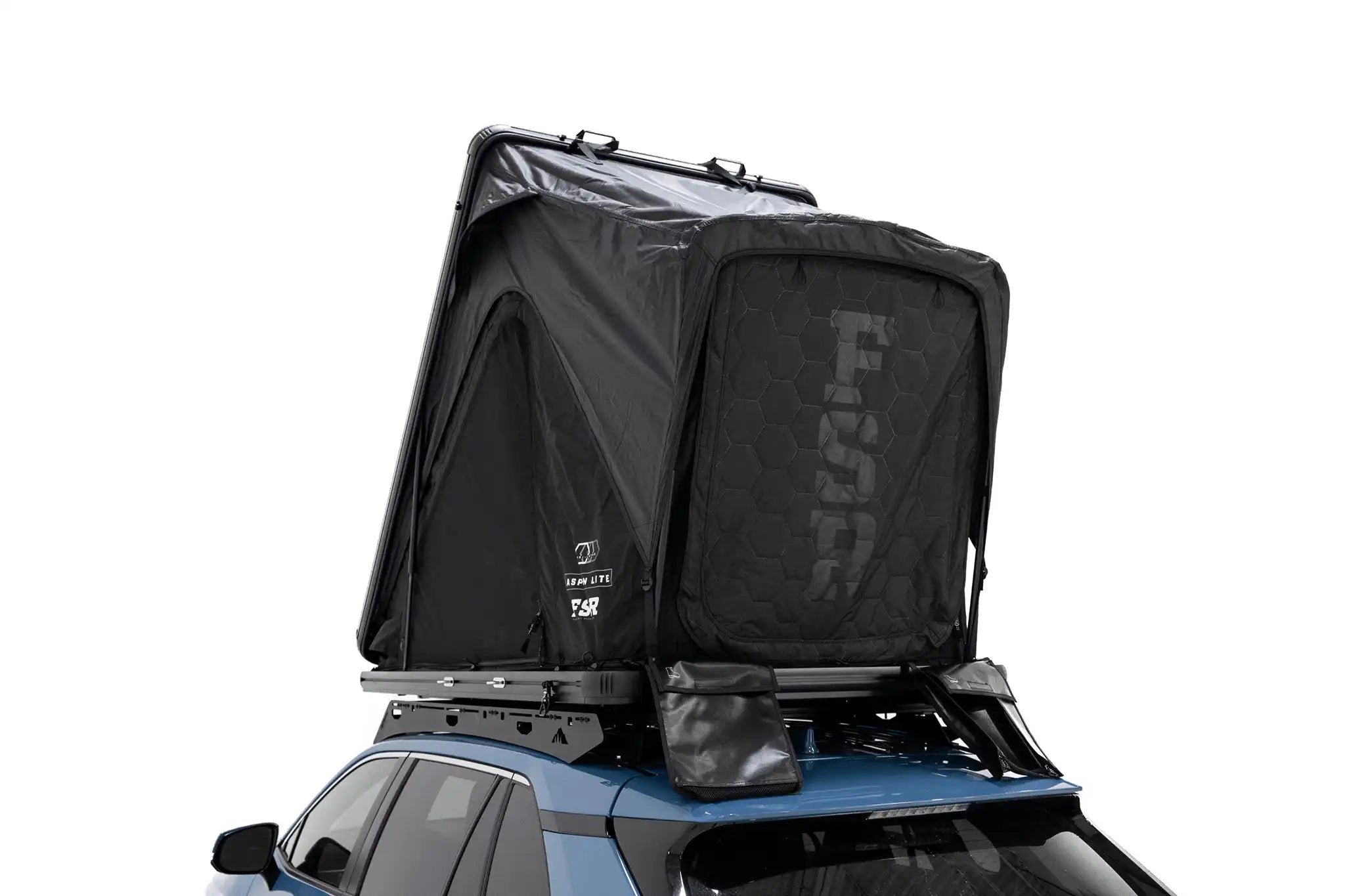 Close-up photo of the rear side of the FSR Aspen Lite Standard Rooftop Tent by Free Spirit Recreation.