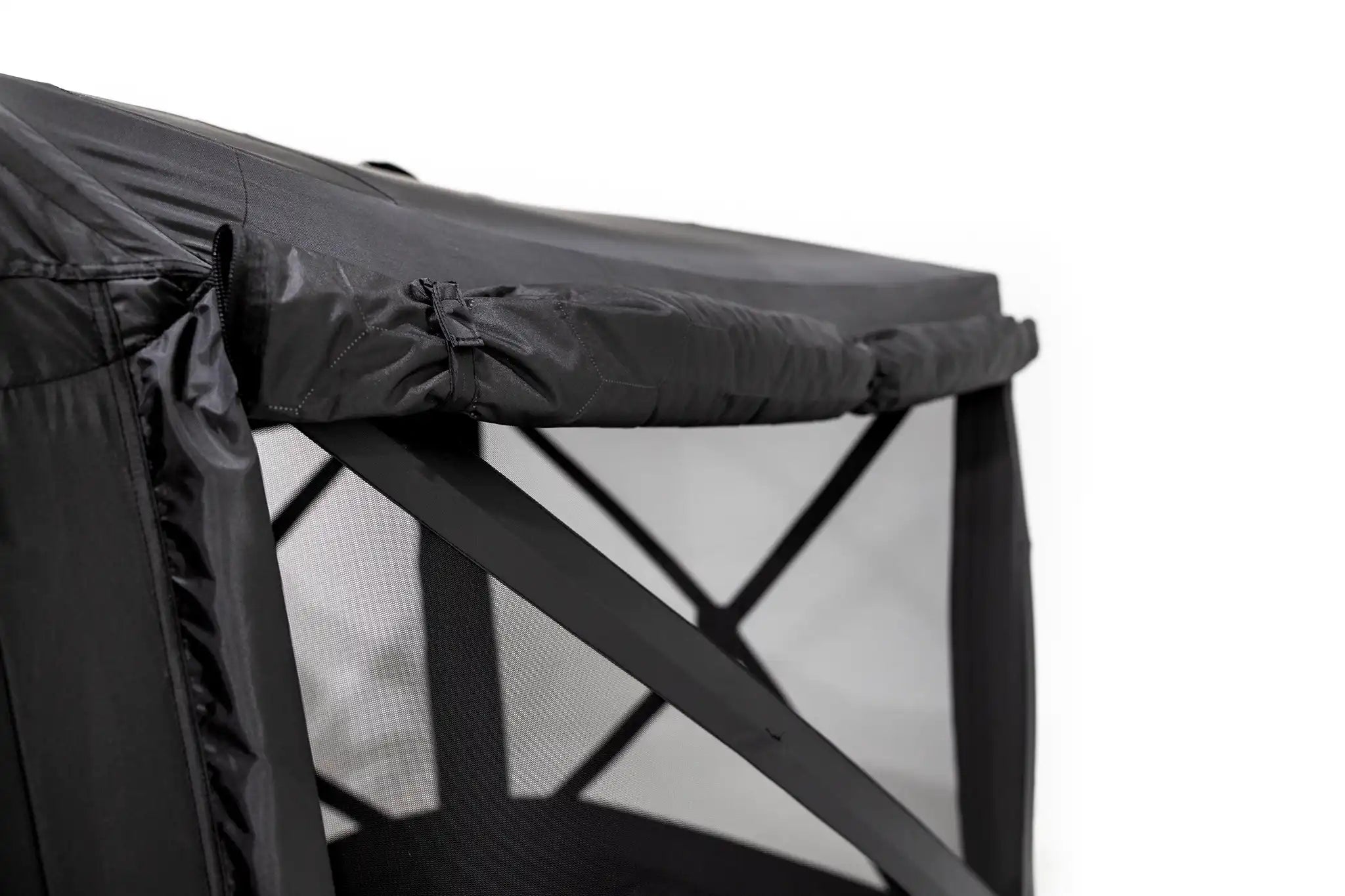 Close-up photo of the roll up walls on the FSR Hub 4 Double Tent pop up family camping and glamping tent from Freespirit Recreation