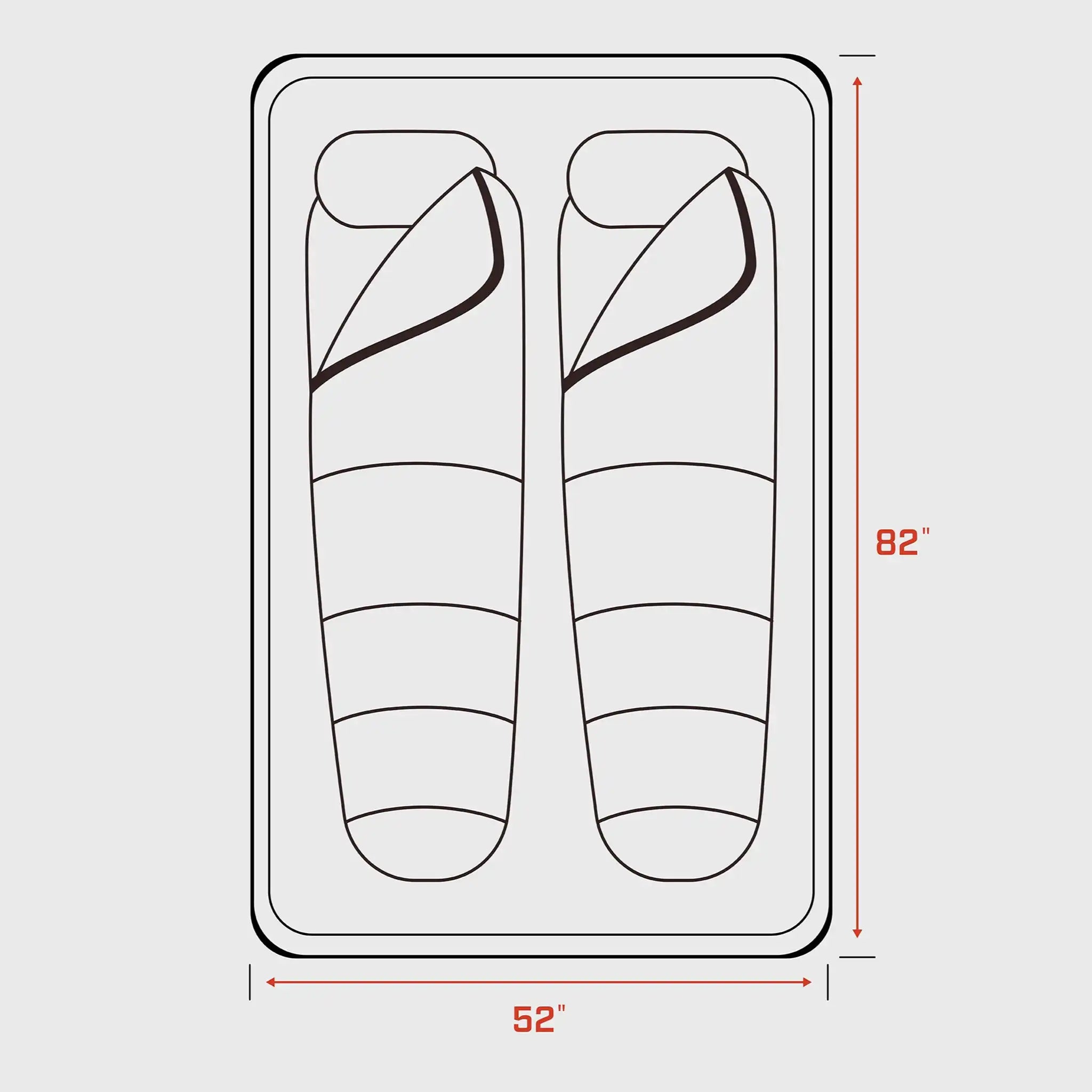 Diagram showing the interior dimensions of the FSR Kali rooftop tent