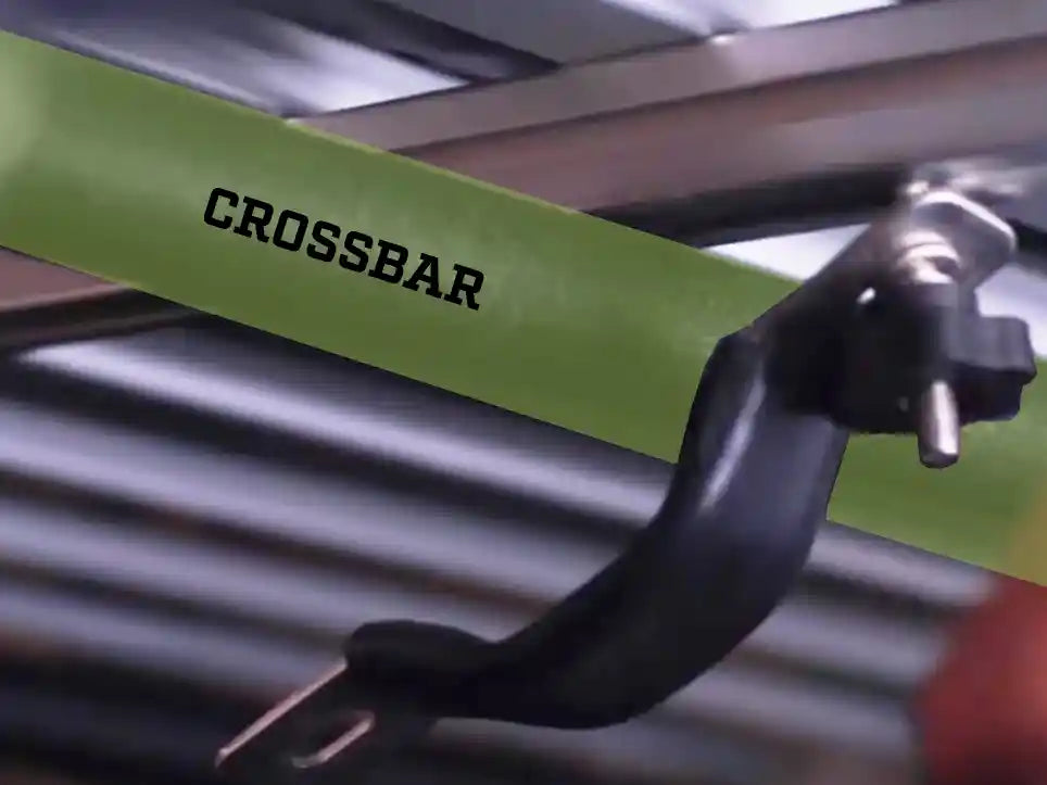 Example of the Freespirit Recreation rooftop tent mounting bracket being used for installation on a roof rack crossbar