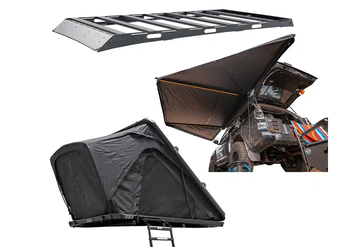 Backwoods Adventure Mods 4Runner Roof Rack, with Free Spirit Recreation Rooftop Tent and Car Awning from FSR