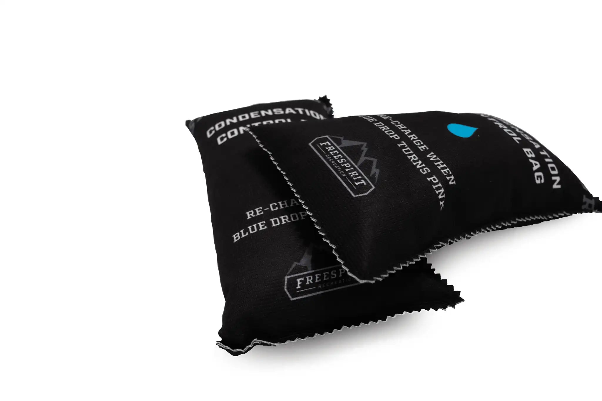 Two FSR dehumidifier condensation control bags for rooftop tents, camping tents, and campers