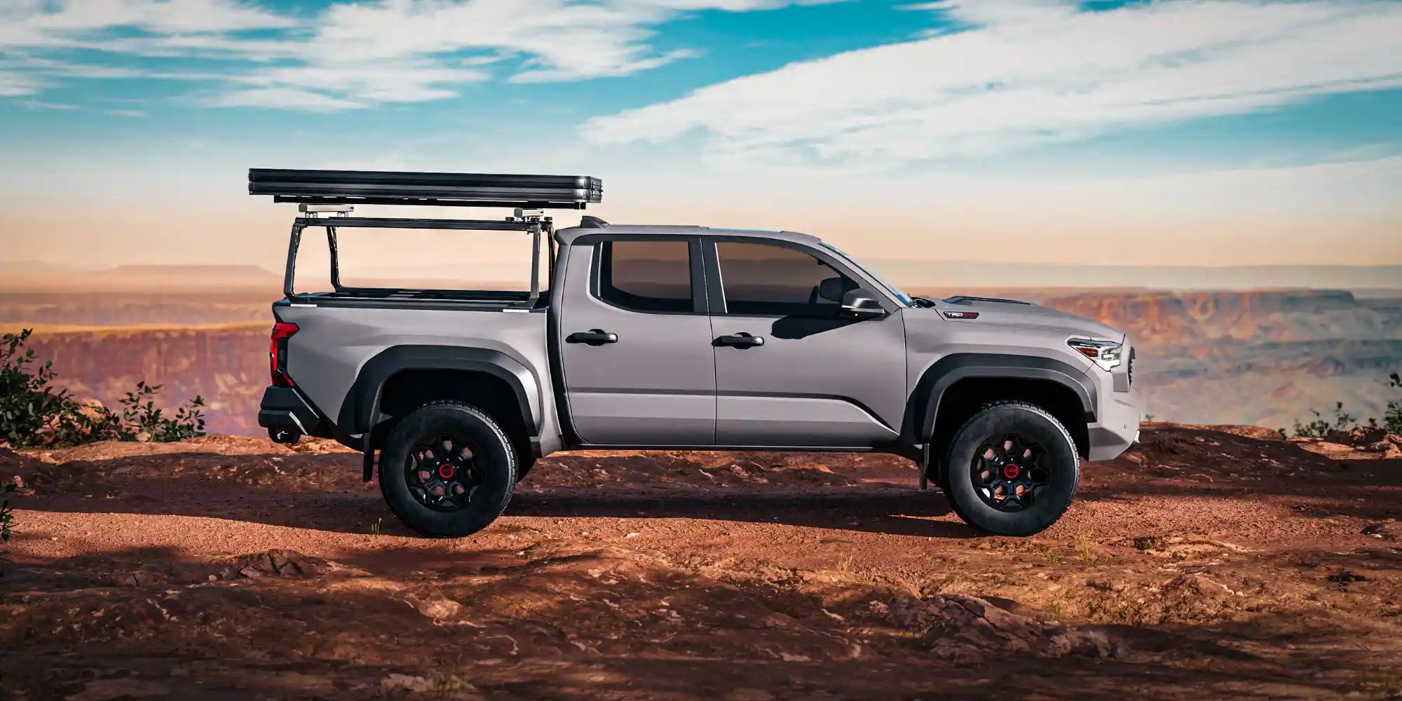 FSR rooftop tent mounted on a midsize truck bed rack