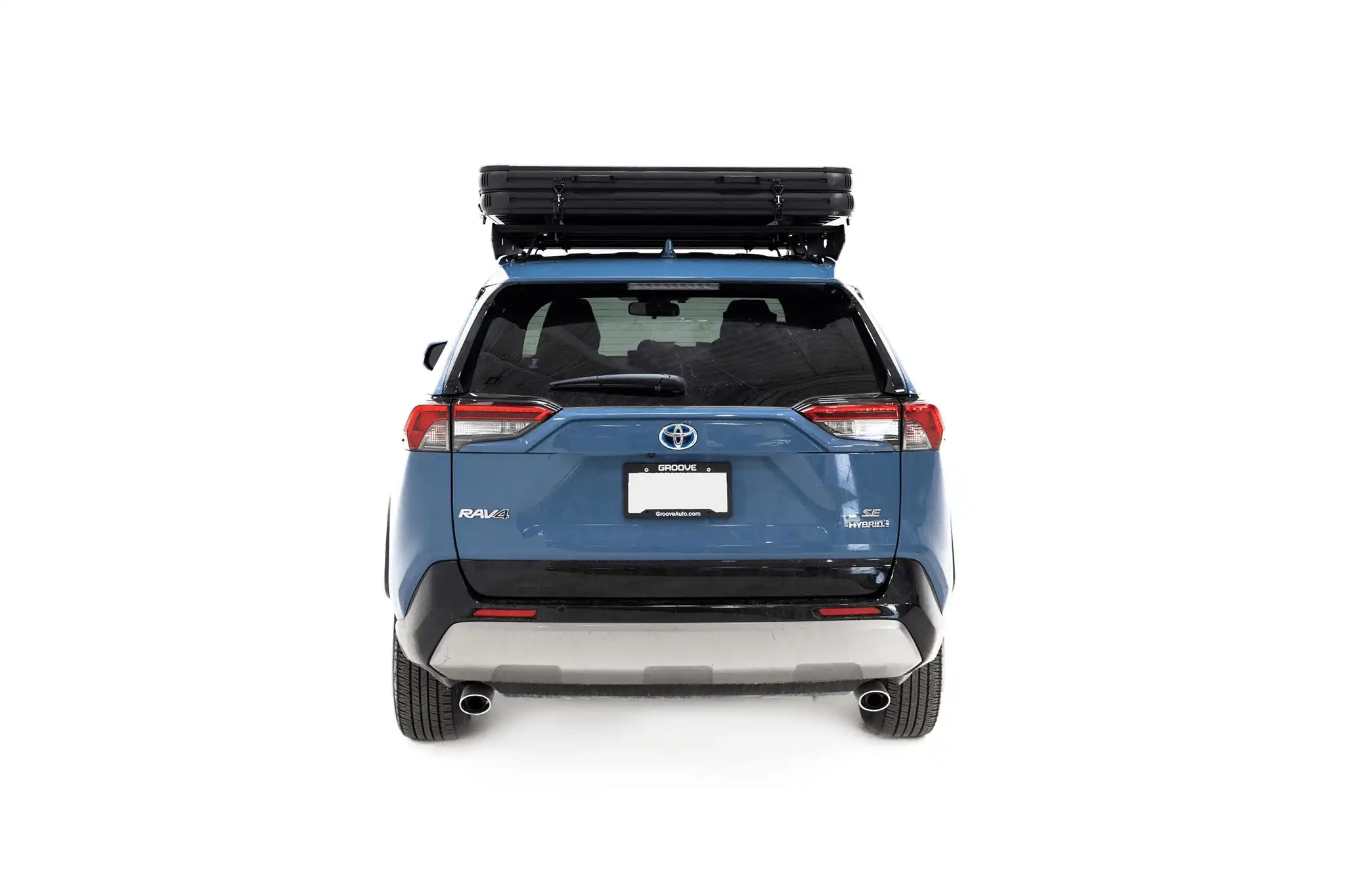 Rear-facing photo of the closed FSR Aspen Lite Standard Rooftop Tent by Free Spirit Recreation