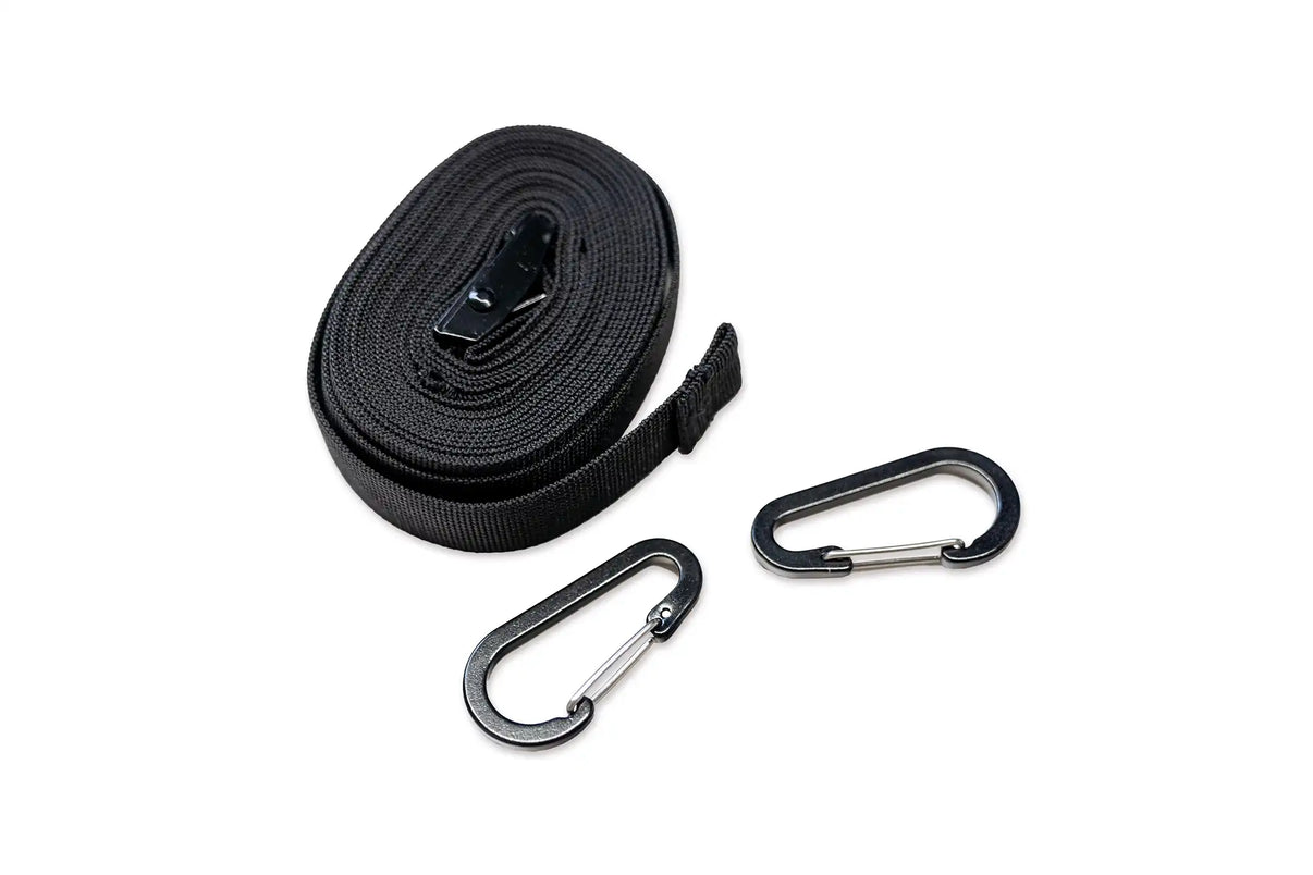 Close up image of the FSR awning pull straps for securing and tensioning Free Spirit Recreation car awnings