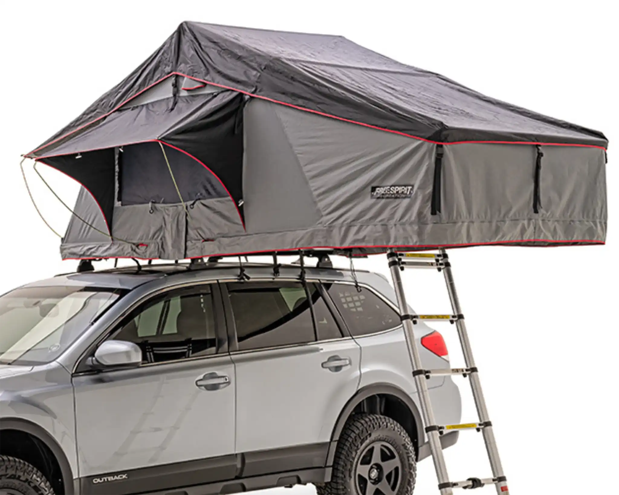 Subaru Outback with an early Free Spirit Recreation Rooftop Tent installed in 2014