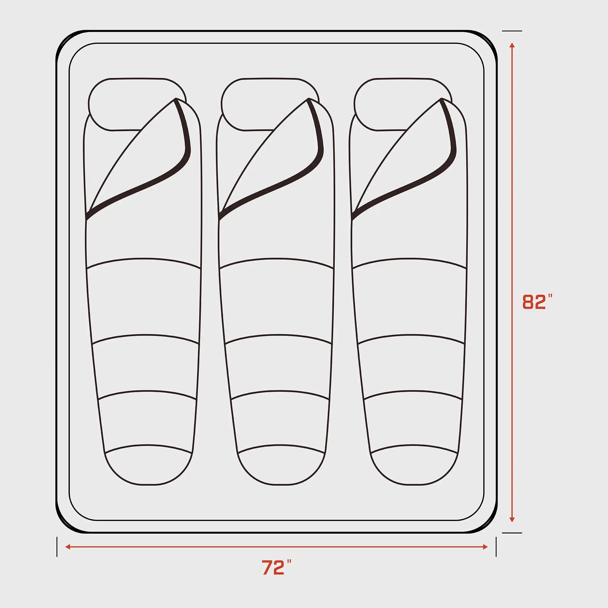 Diagram showing the interior dimensions of the FSR Kali King Rooftop Tent