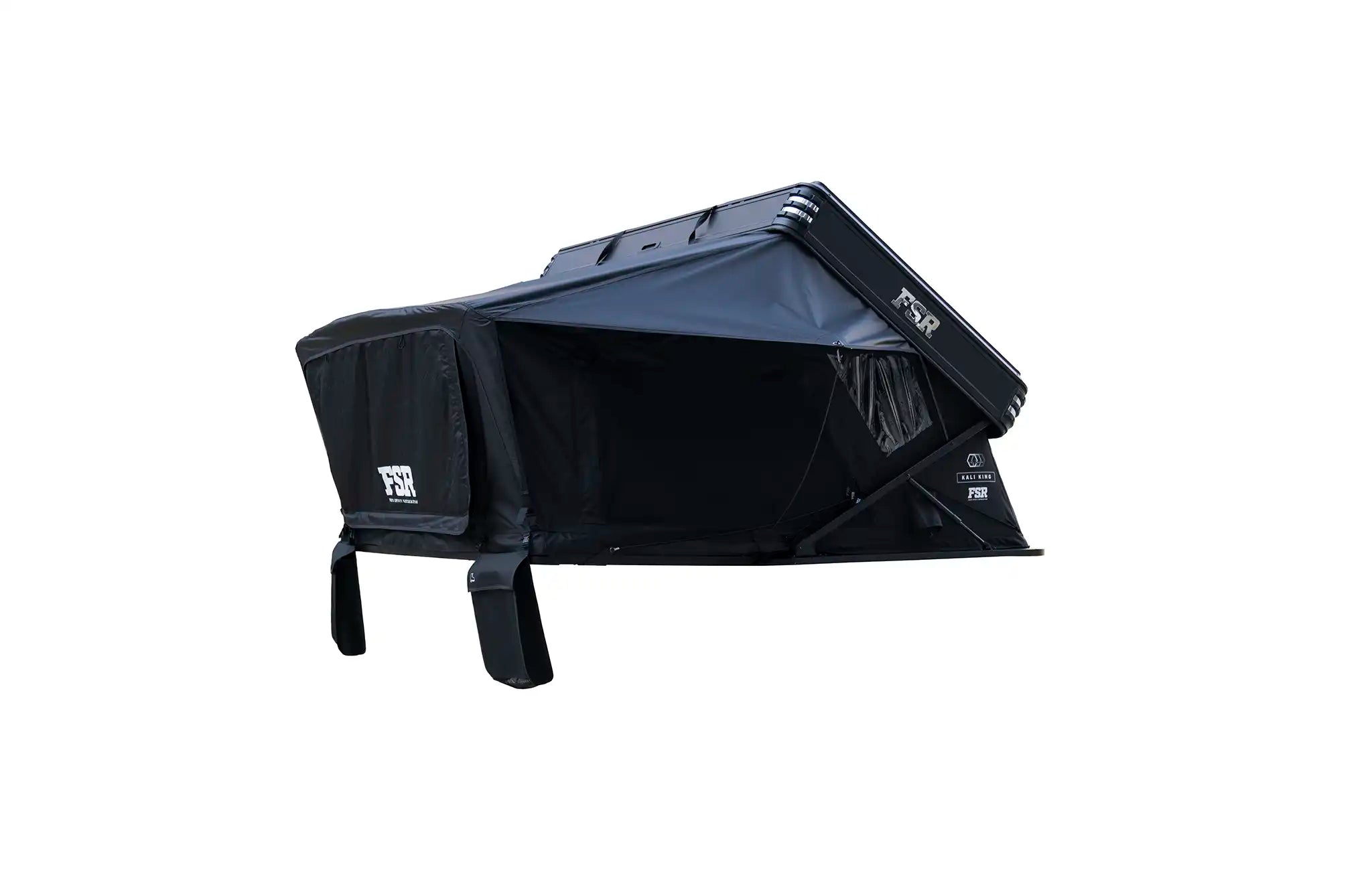 Kali King premium hard shell rooftop tent from Freespirit Recreation open with door and windows closed