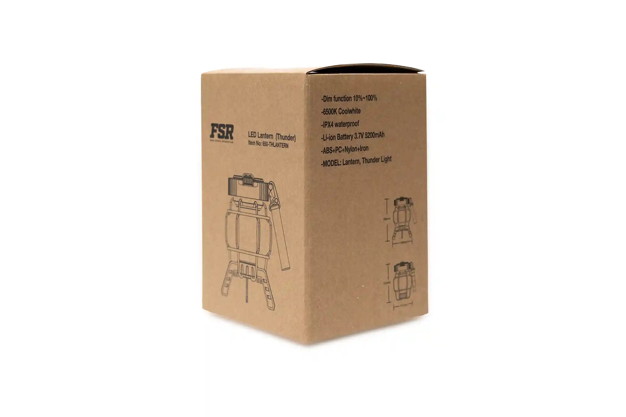 Back of the packaging for the FSR Portable LED Camping Lantern from Free Spirit Recreation