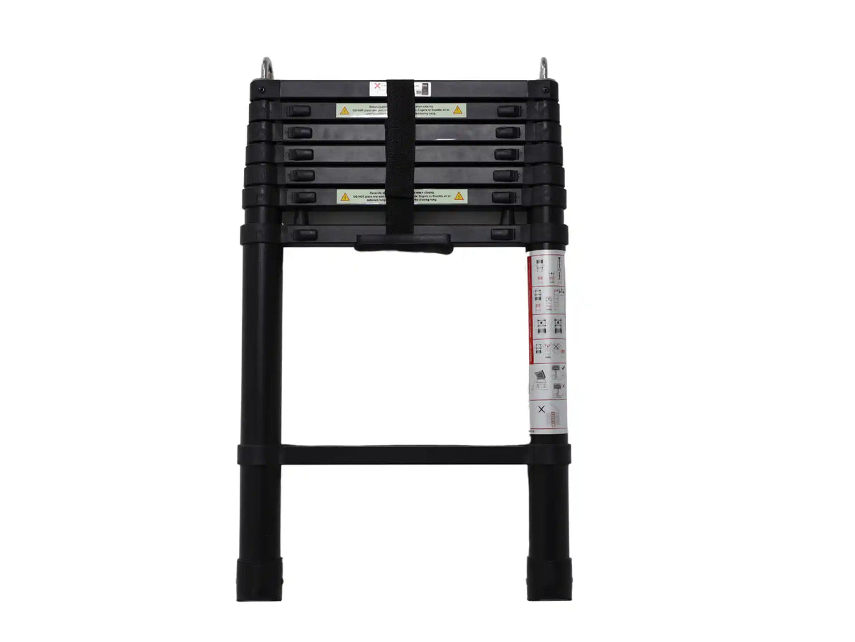 Black telescoping rooftop tent ladder with metal hook attachment for FSR Aspen Lite, Aspen Pro, Odyssey V2 or Evolution rooftop tents