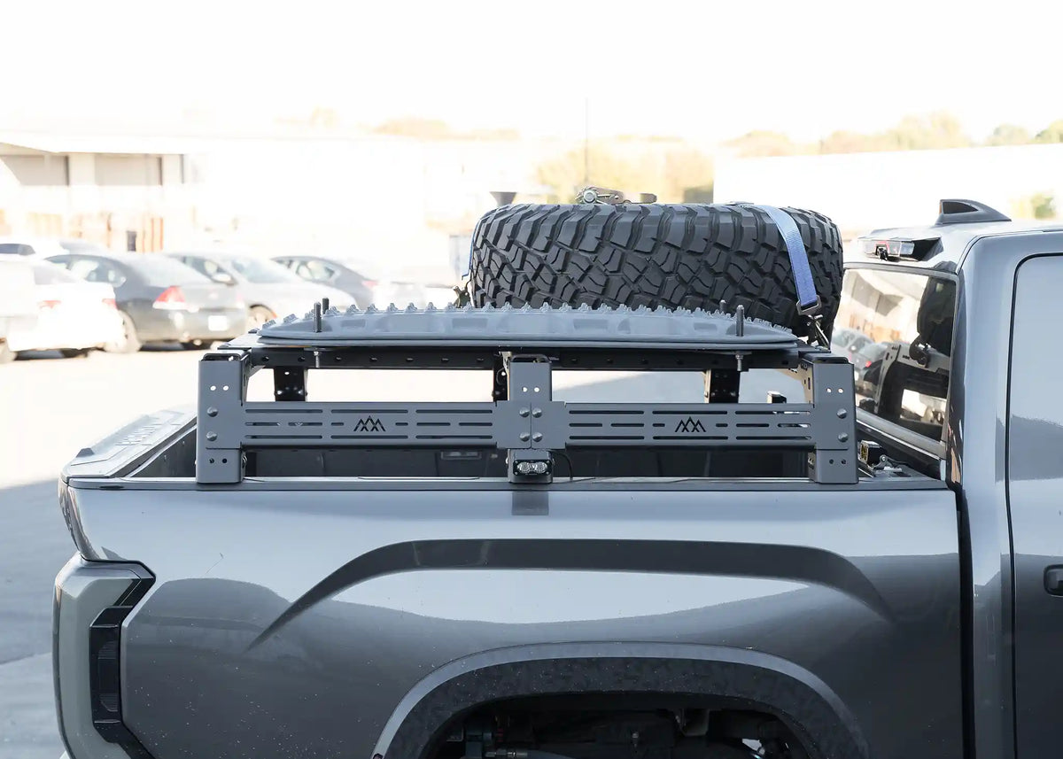 Backwoods Adventure Mods Mid-Height Toyota Tundra Bed Rack installed | Free Spirit Recreation