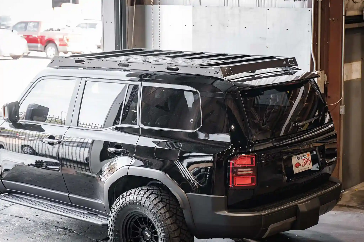 Black Toyota Land Cruiser 250 LC250 with backwoods adventure mods roof rack installed | Free Spirit Recreation